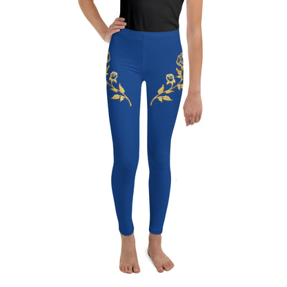 Legging Pour Ado Prestige™ Bleu Royal et Or Petite Fleur - Prestige SXM