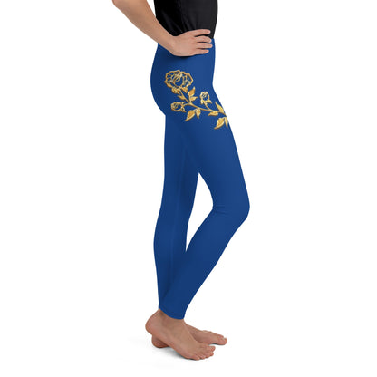 Legging Pour Ado Prestige™ Bleu Royal et Or Petite Fleur - Prestige SXM