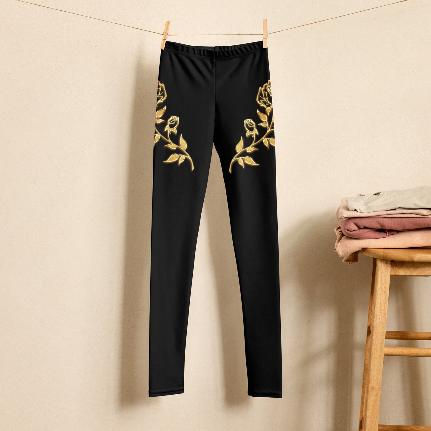 Legging Pour Ado Prestige™ Noir et Or Petite Fleur - Prestige SXM