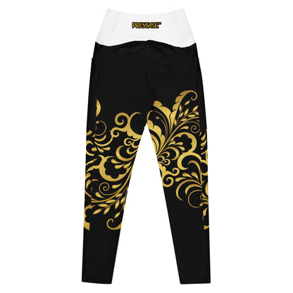 Leggings avec poches Prestige™ Noir/Blanc et Or Floraison - Prestige SXM