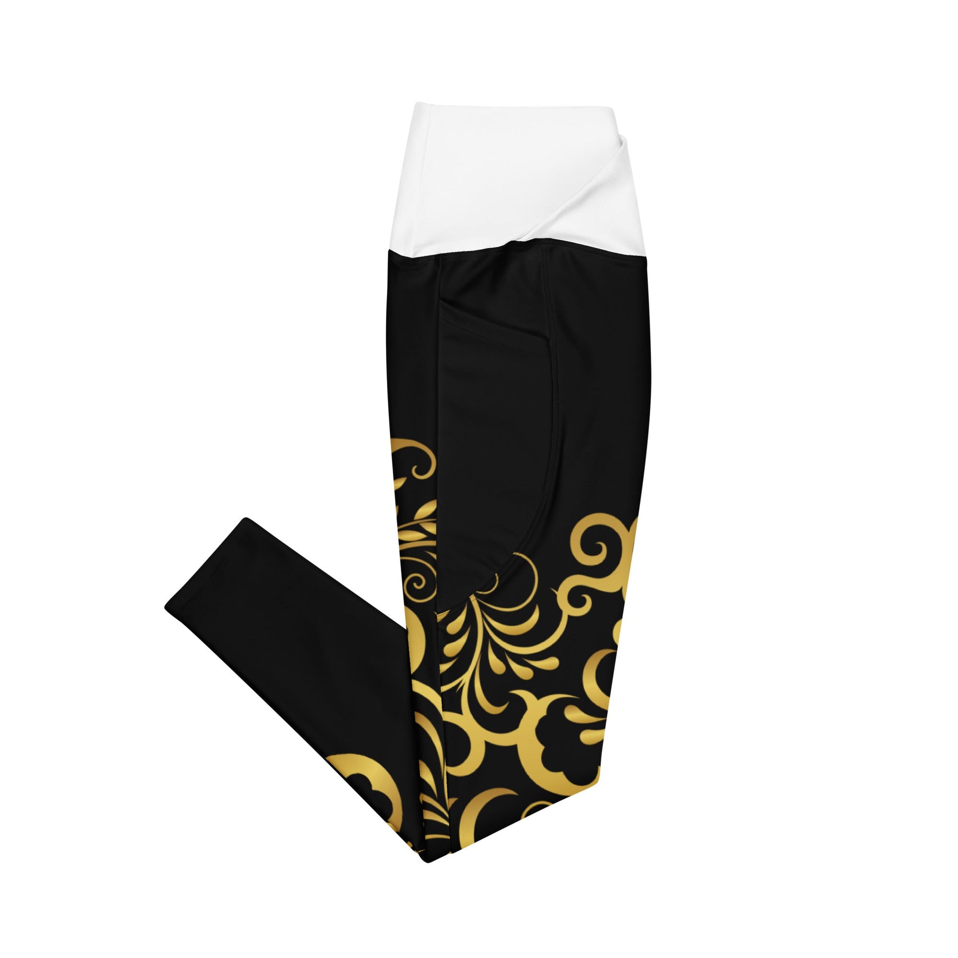 Leggings avec poches Prestige™ Noir/Blanc et Or Floraison - Prestige SXM