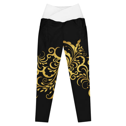 Leggings avec poches Prestige™ Noir/Blanc et Or Floraison - Prestige SXM