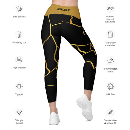 Leggings avec poches Prestige™ Noir/Or et Or Filament - Prestige SXM