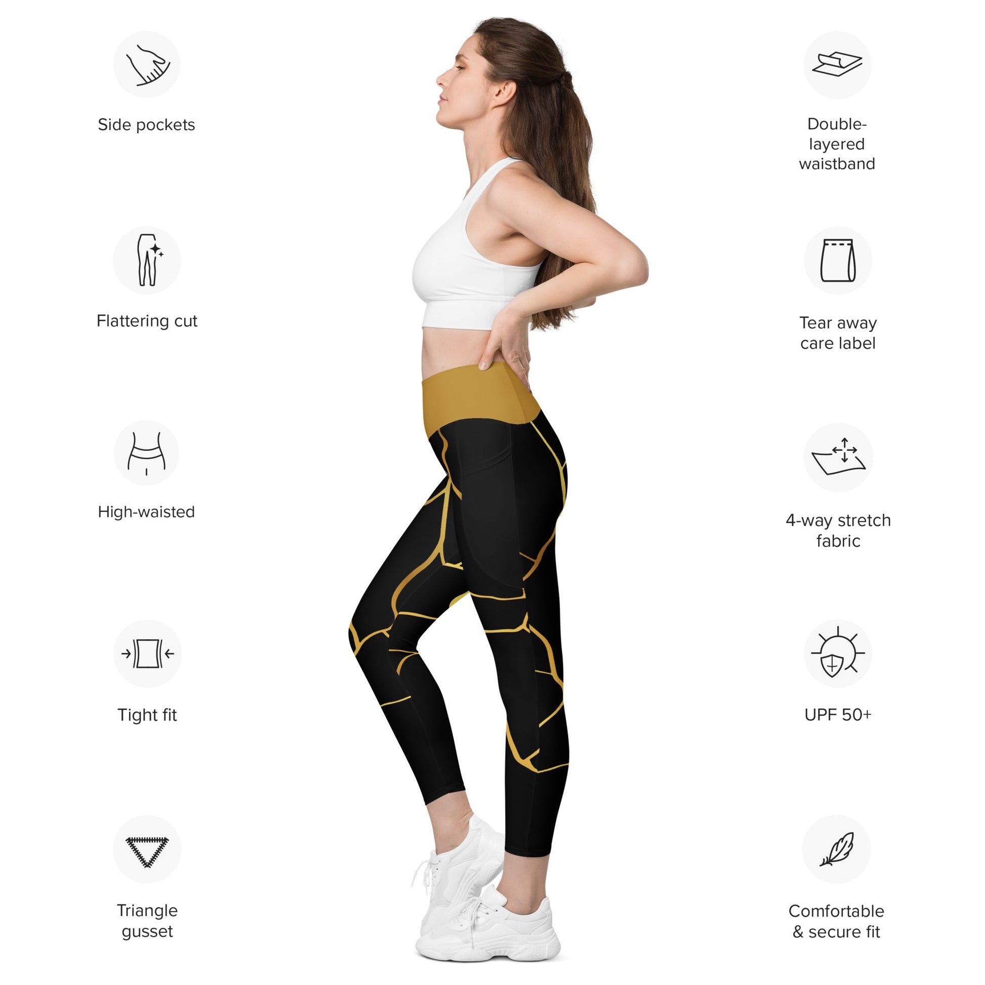 Leggings avec poches Prestige™ Noir/Or et Or Filament - Prestige SXM