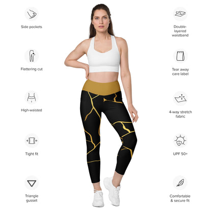 Leggings avec poches Prestige™ Noir/Or et Or Filament - Prestige SXM