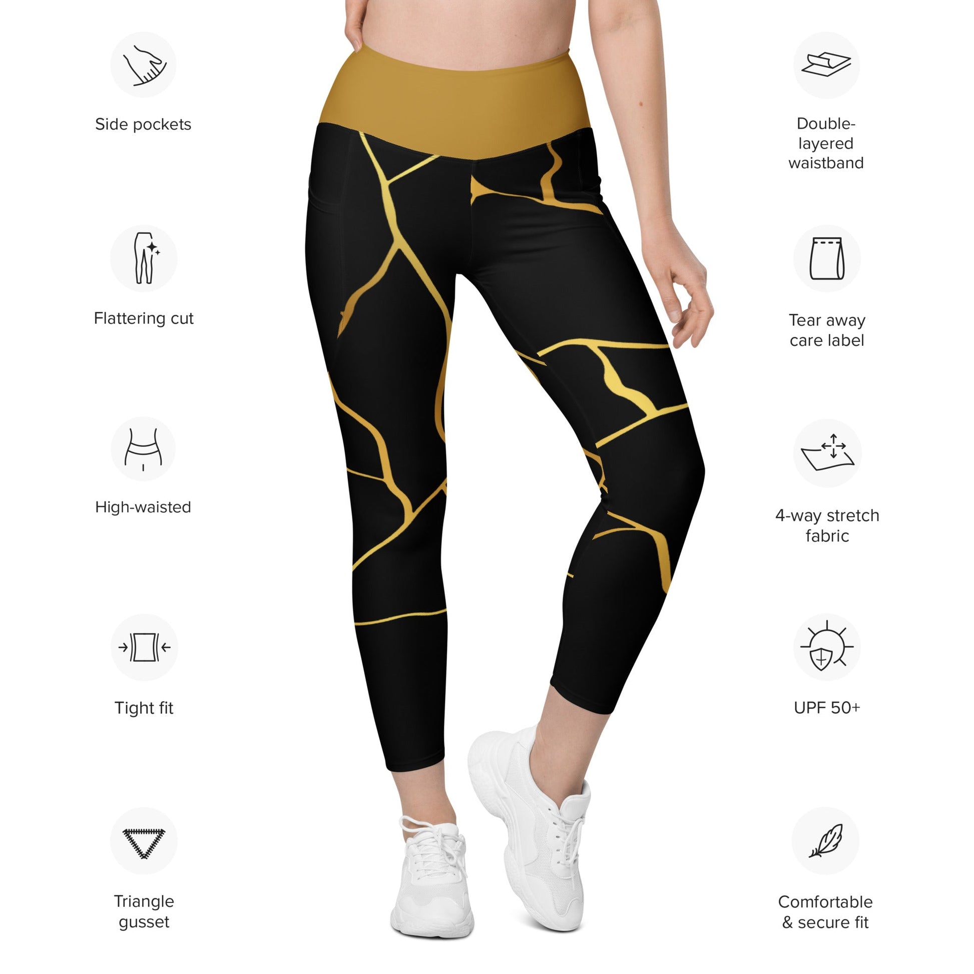 Leggings avec poches Prestige™ Noir/Or et Or Filament - Prestige SXM