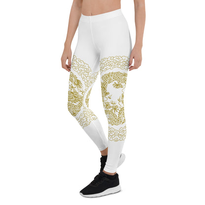 Leggings de Sport Prestige™ Dragon Blanc & Or - Prestige SXM