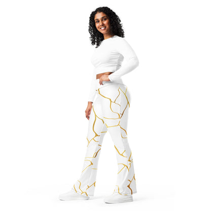 Leggings évasés Prestige™ Blanc et Or Filament - Prestige SXM