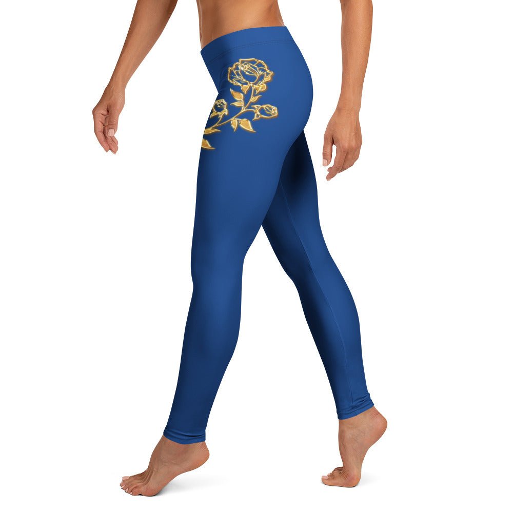 Leggings Prestige™ Bleu Royal et Or Petite Fleur - Prestige SXM