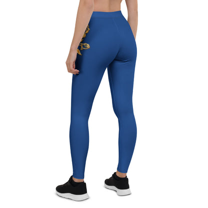 Leggings Prestige™ Bleu Royal et Or Petite Fleur - Prestige SXM