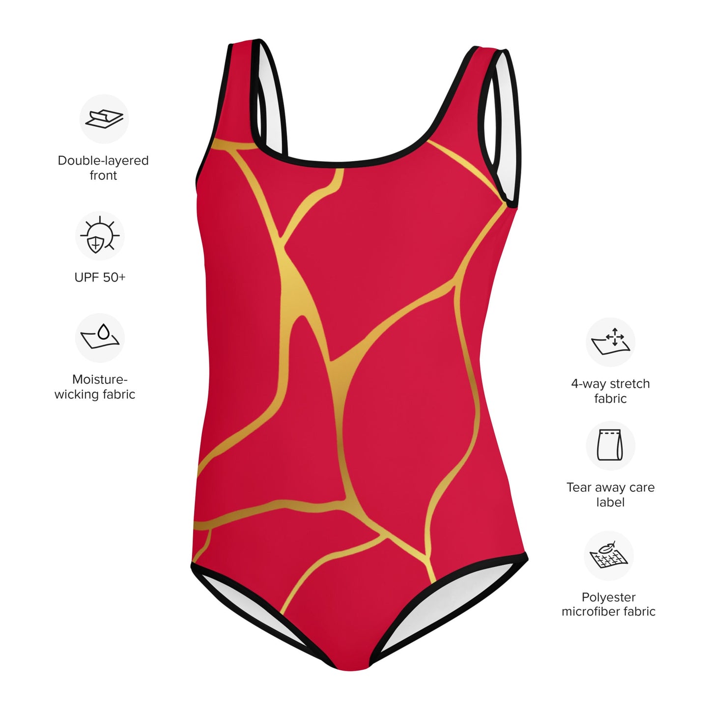 Maillot de Bain 1 pièce Pour Adolescente Prestige™ Carmine et Or Filament - Prestige SXM