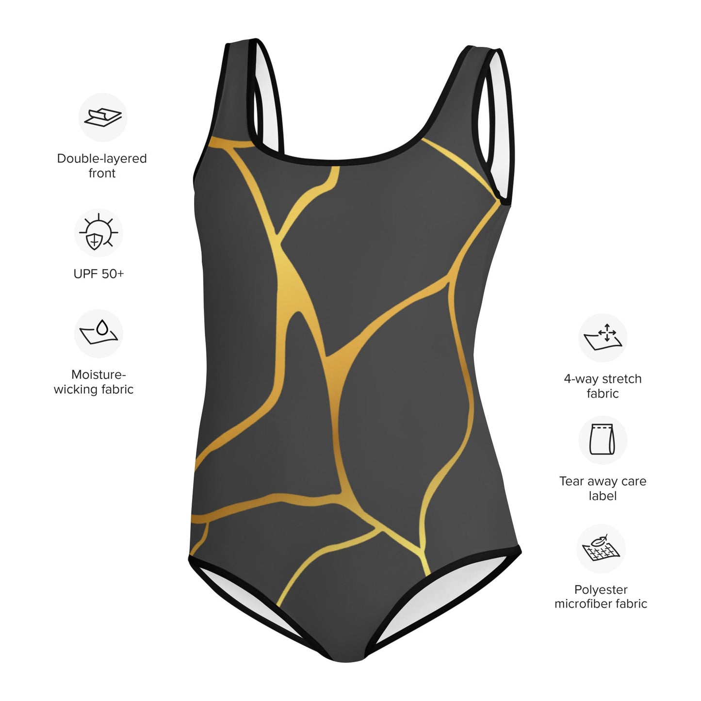 Maillot de Bain 1 pièce Pour Adolescente Prestige™ Eclipse et Or Filament - Prestige SXM