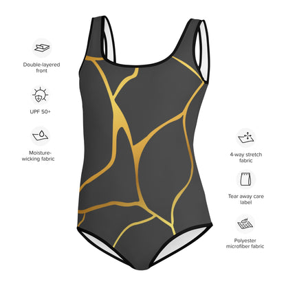 Maillot de Bain 1 pièce Pour Adolescente Prestige™ Eclipse et Or Filament - Prestige SXM