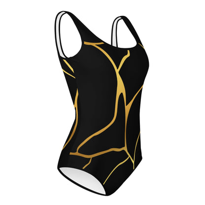 Maillot de Bain 1 pièce Pour Adolescente Prestige™ Noir et Or Filament - Prestige SXM