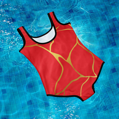 Maillot de Bain 1 pièce Pour Adolescente Prestige™ Rouge écarlate et Or Filament - Prestige SXM