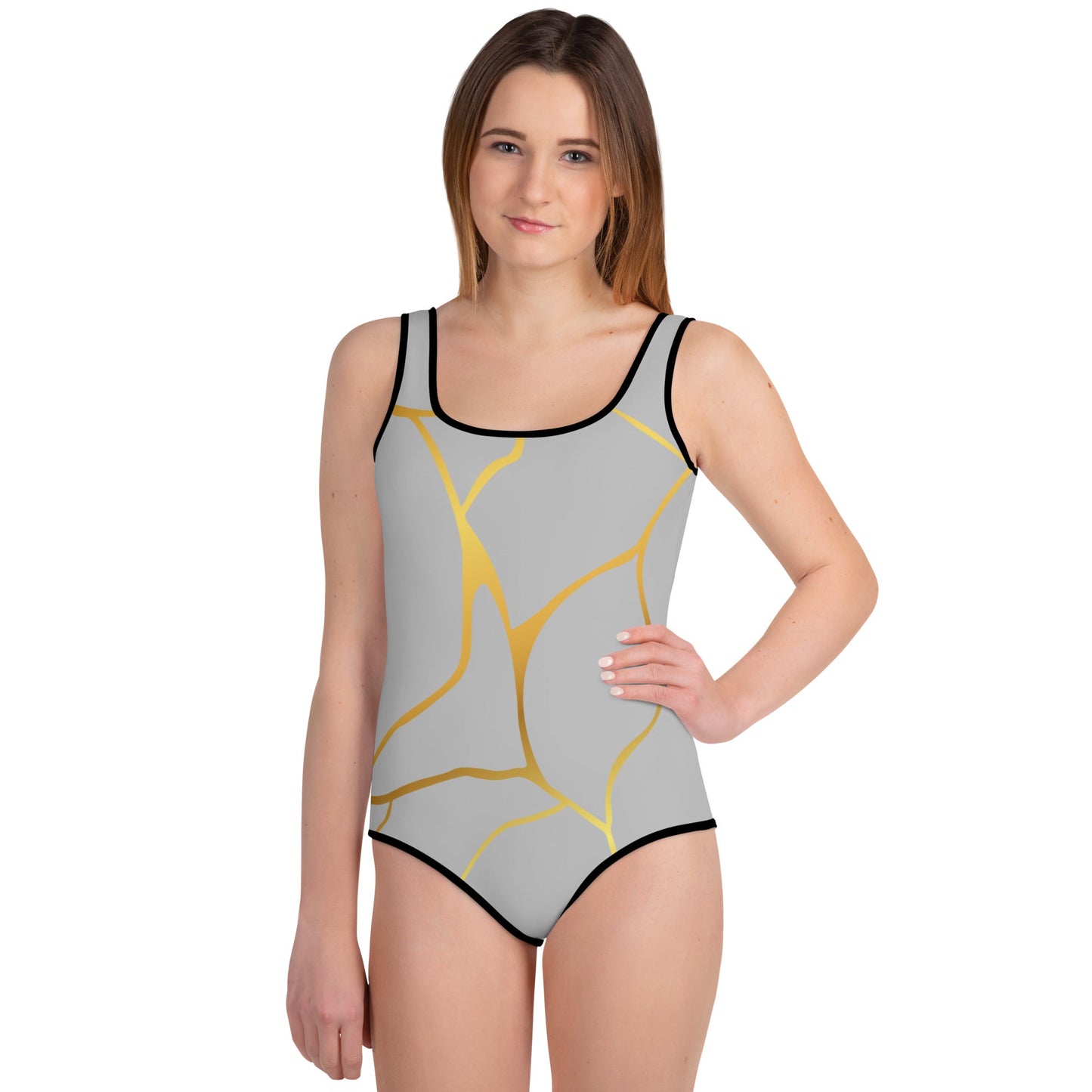 Maillot de Bain 1 pièce Pour Adolescente Prestige™ Silver et Or Filament - Prestige SXM