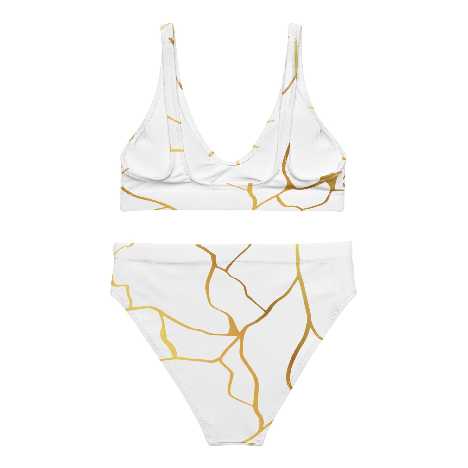 Maillot de bain 2 pièces éco - responsable taille haute Prestige™ Filament Blanc et Or - Prestige SXM