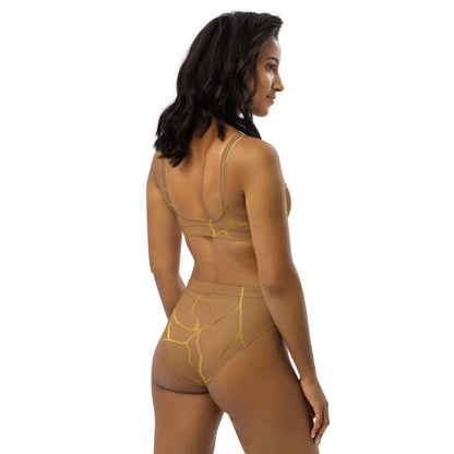 Maillot de bain 2 pièces éco - responsable taille haute Prestige™ Filament Nue et Or - Prestige SXM