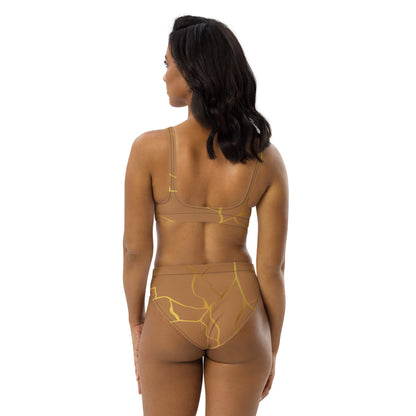 Maillot de bain 2 pièces éco - responsable taille haute Prestige™ Filament Nue et Or - Prestige SXM