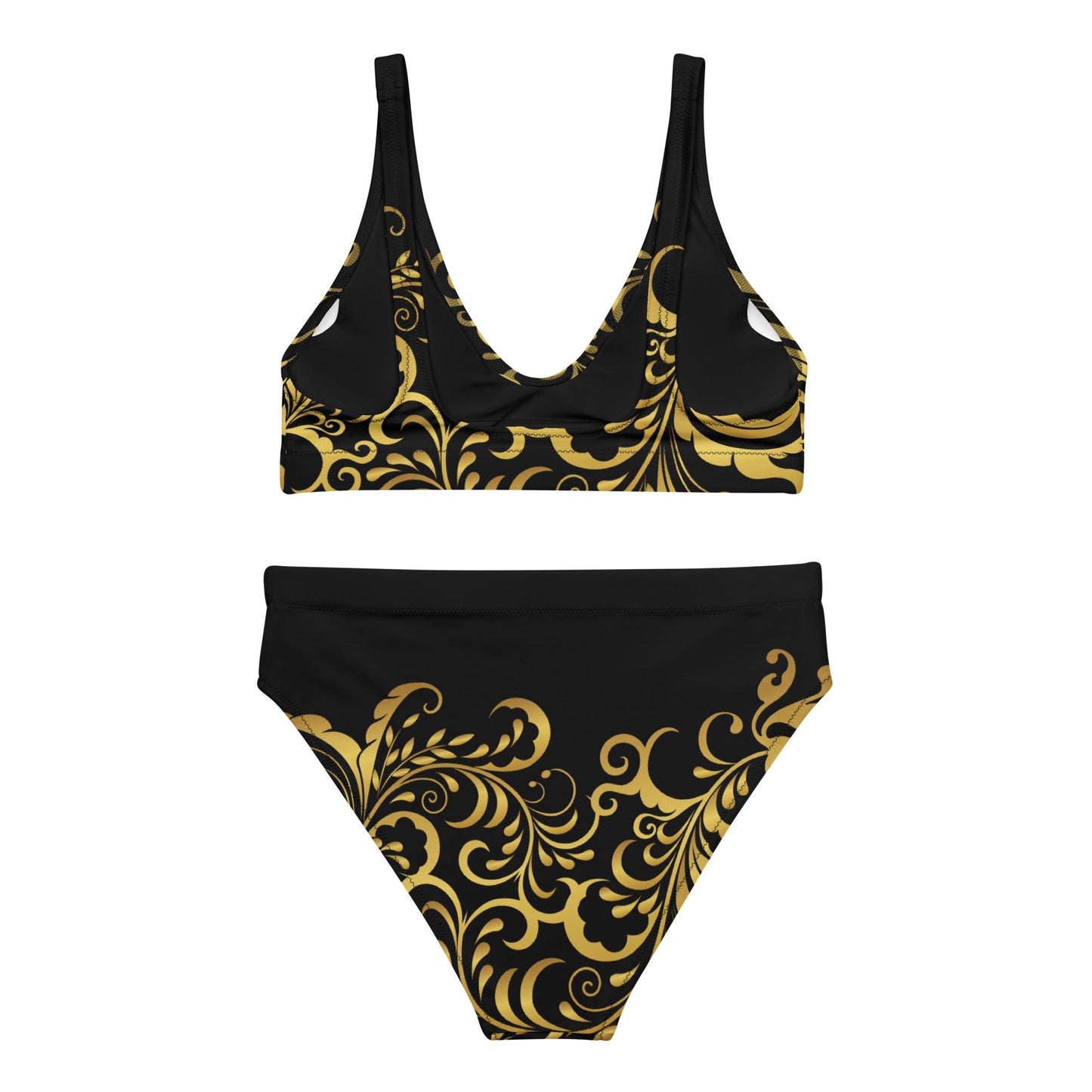 Maillot de bain 2 pièces éco - responsable taille haute Prestige™ Floraison Noir et Or - Prestige SXM