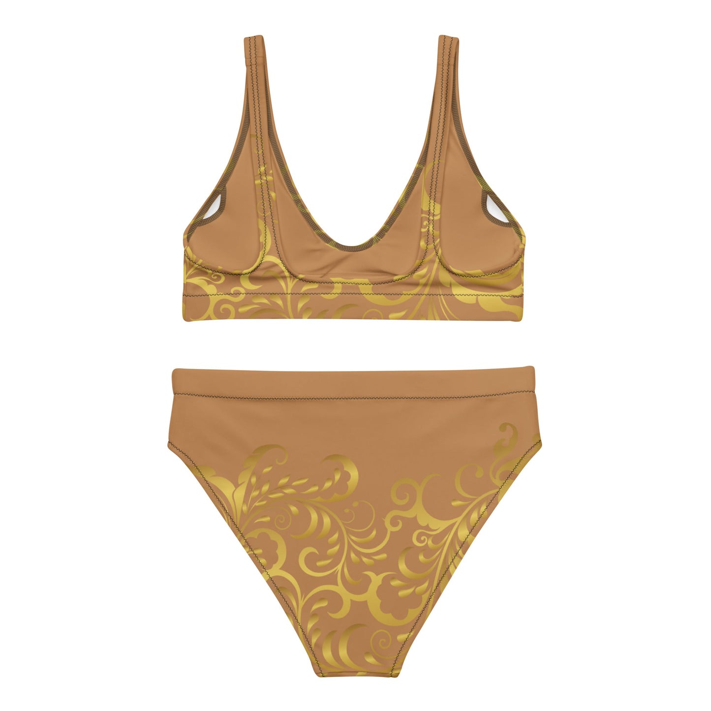 Maillot de bain 2 pièces éco - responsable taille haute Prestige™ Floraison Nue et Or - Prestige SXM