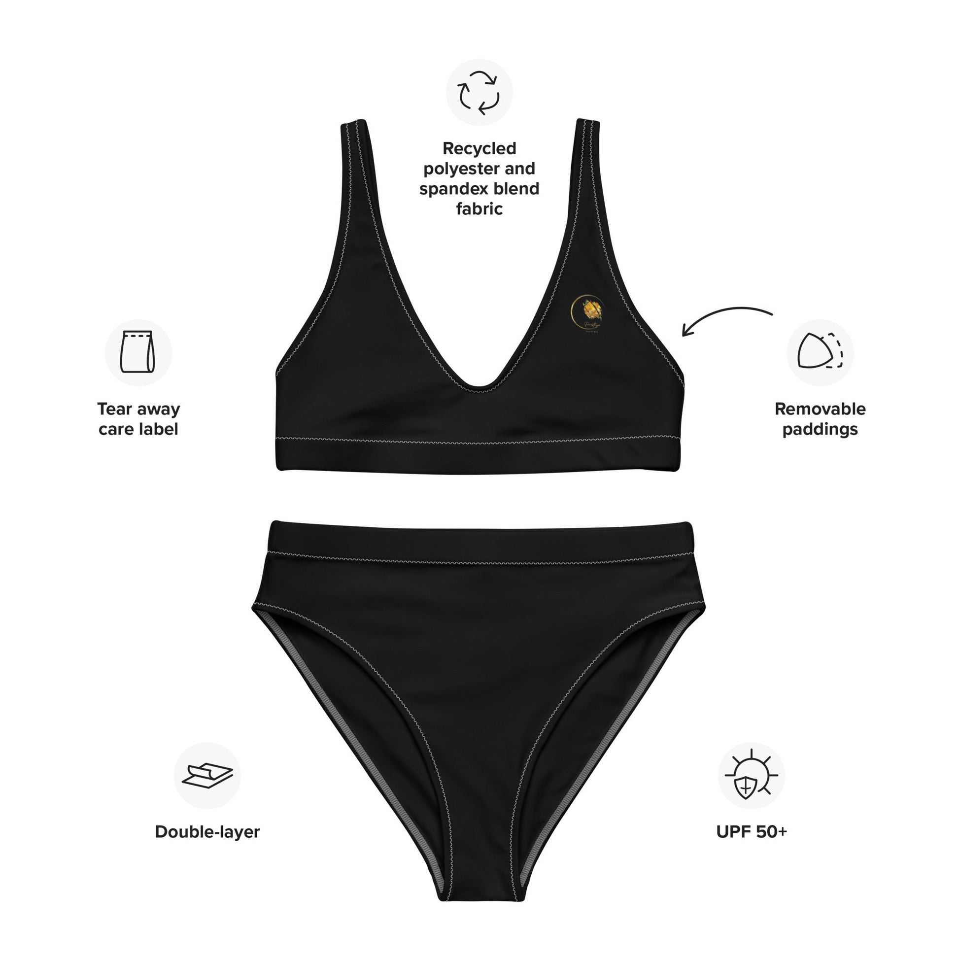 Maillot de bain éco - responsable taille haute Prestige Noir - Prestige SXM