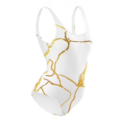 Maillot de Bain Prestige™ 1 Pièce Blanc et Or Filament 2 - Prestige SXM