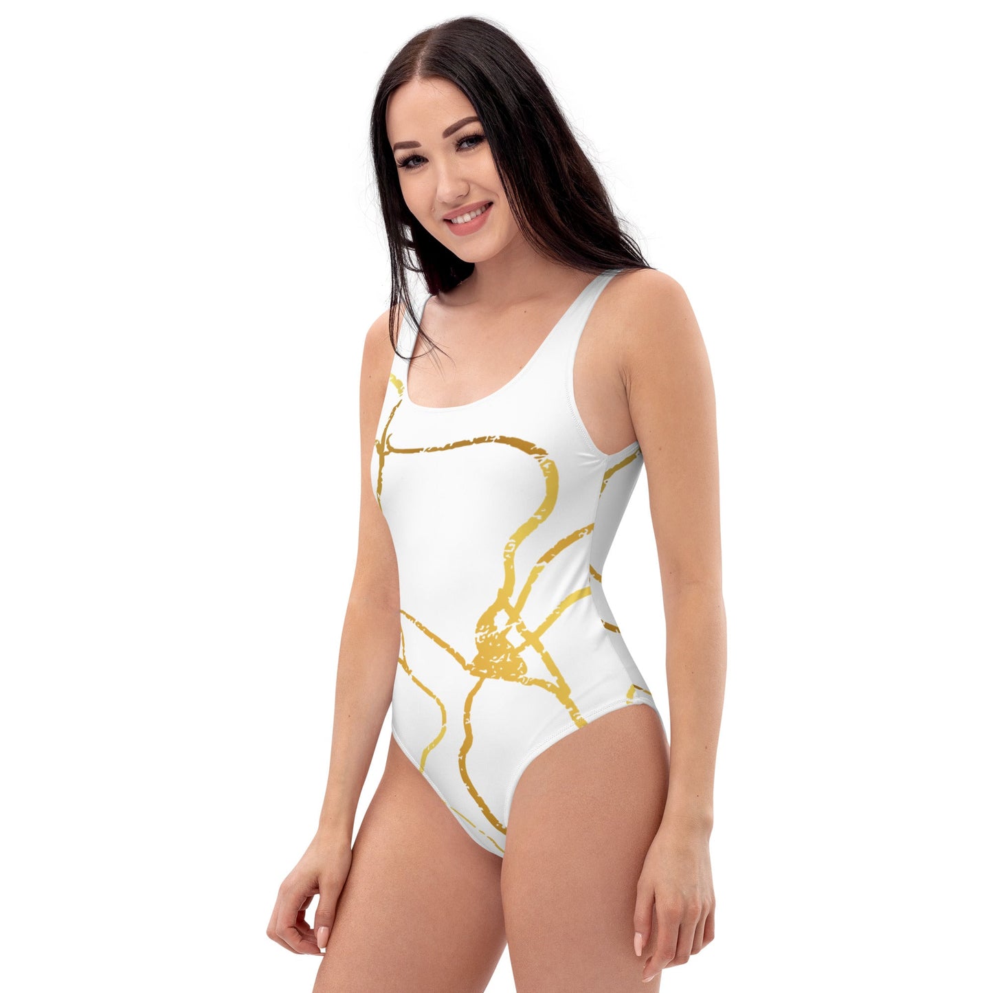 Maillot de Bain Prestige™ 1 Pièce Blanc et Or Filament 2 - Prestige SXM