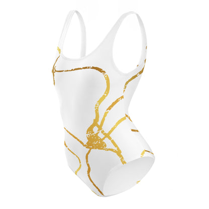Maillot de Bain Prestige™ 1 Pièce Blanc et Or Filament 2 - Prestige SXM