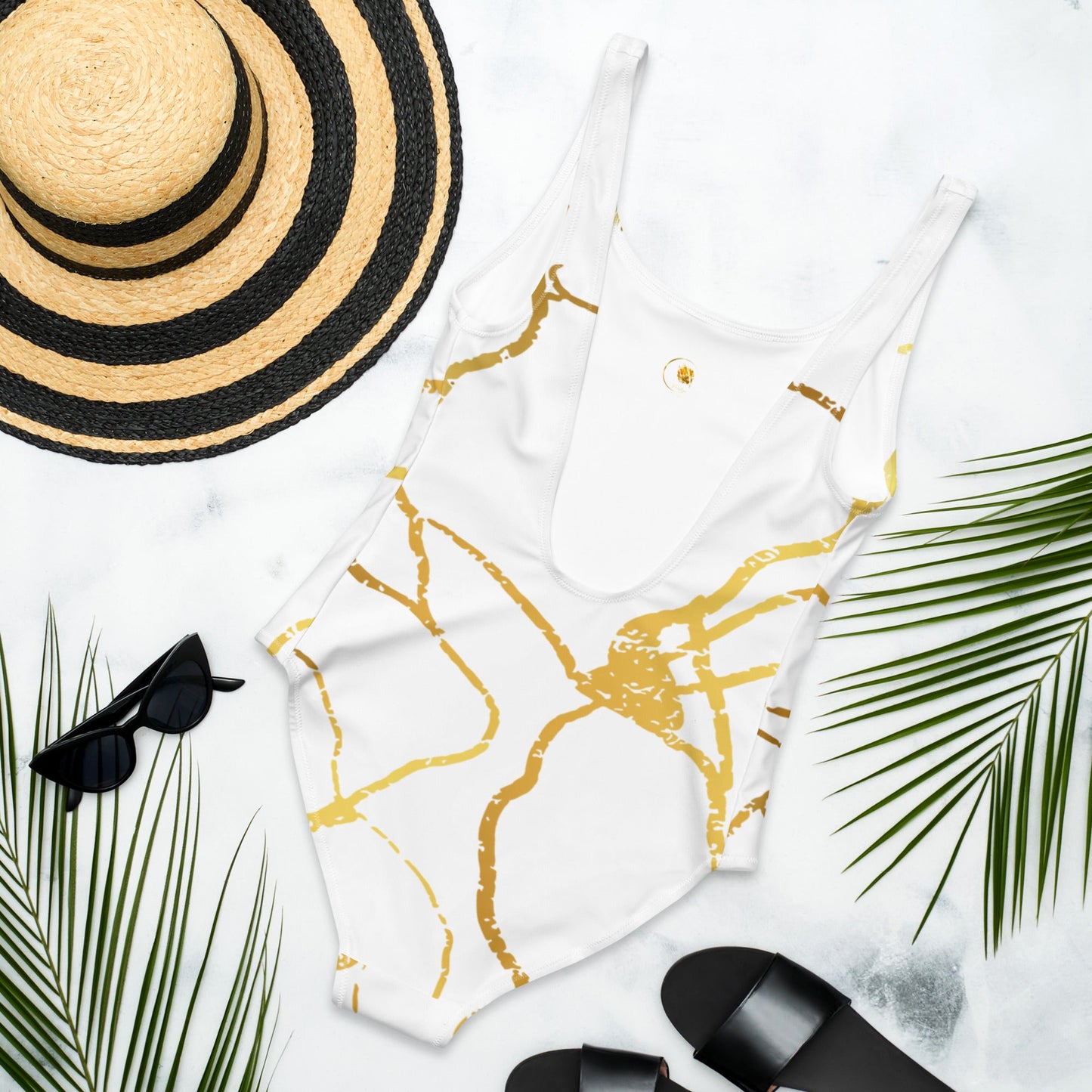 Maillot de Bain Prestige™ 1 Pièce Blanc et Or Filament 2 - Prestige SXM