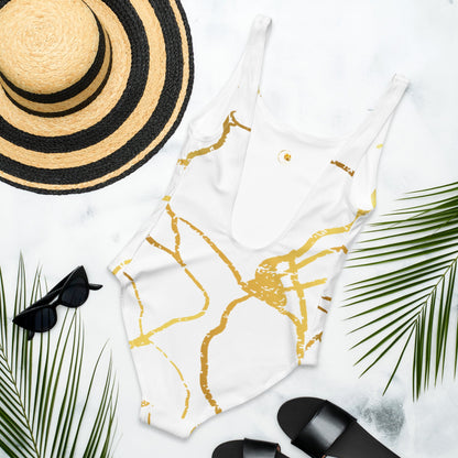 Maillot de Bain Prestige™ 1 Pièce Blanc et Or Filament 2 - Prestige SXM