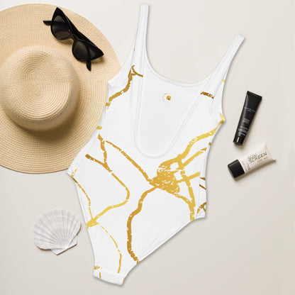 Maillot de Bain Prestige™ 1 Pièce Blanc et Or Filament 2 - Prestige SXM