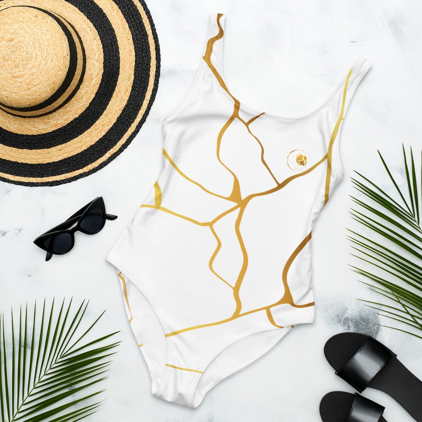 Maillot de Bain Prestige™ 1 Pièce Blanc et Or Filament - Prestige SXM