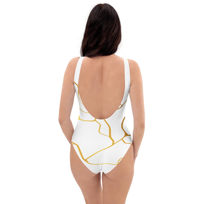 Maillot de Bain Prestige™ 1 Pièce Blanc et Or Filament - Prestige SXM