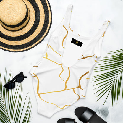 Maillot de Bain Prestige™ 1 Pièce Blanc et Or Filament - Prestige SXM