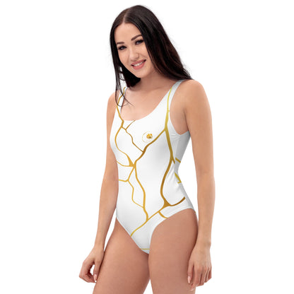 Maillot de Bain Prestige™ 1 Pièce Blanc et Or Filament - Prestige SXM