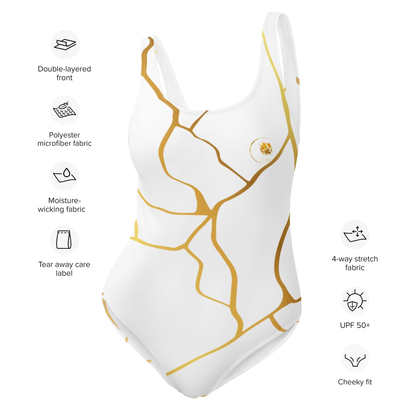 Maillot de Bain Prestige™ 1 Pièce Blanc et Or Filament - Prestige SXM
