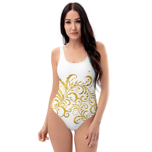 Maillot de Bain Prestige™ 1 Pièce Blanc et Or Floraison - Prestige SXM