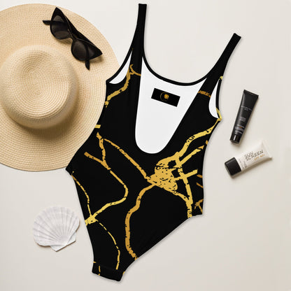 Maillot de Bain Prestige™ 1 Pièce Noir et Or Filament 2 - Prestige SXM