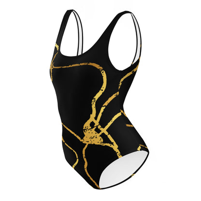 Maillot de Bain Prestige™ 1 Pièce Noir et Or Filament 2 - Prestige SXM