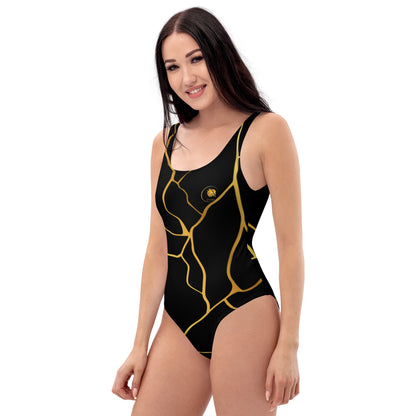 Maillot de Bain Prestige™ 1 Pièce Noir et Or Filament - Prestige SXM