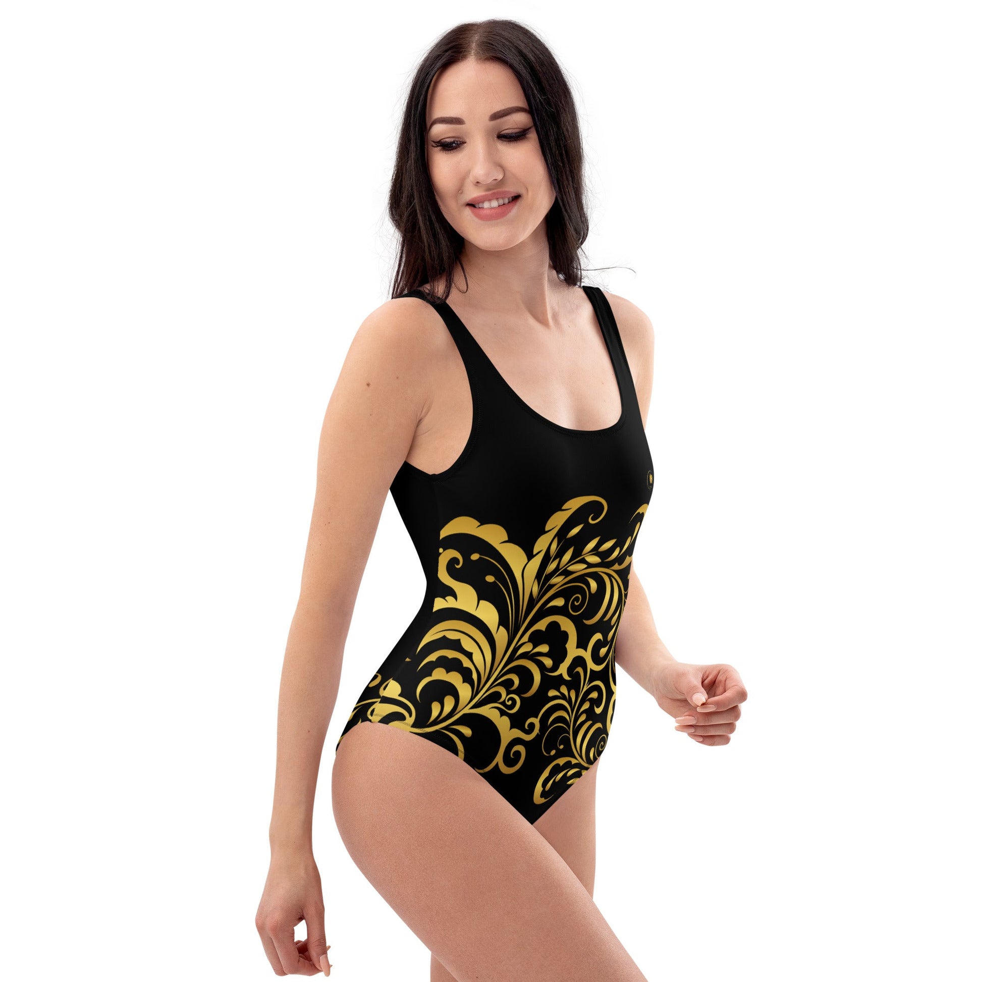 Maillot de Bain Prestige™ 1 Pièce Noir et Or Floraison - Prestige SXM
