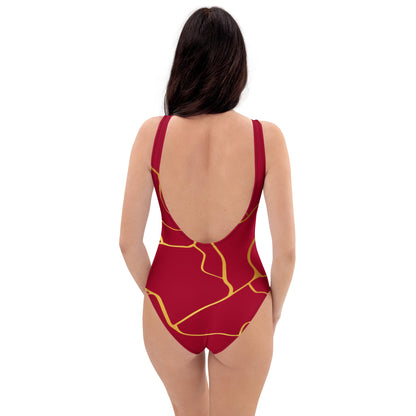Maillot de Bain Prestige™ 1 Pièce Vin et Or Filament - Prestige SXM