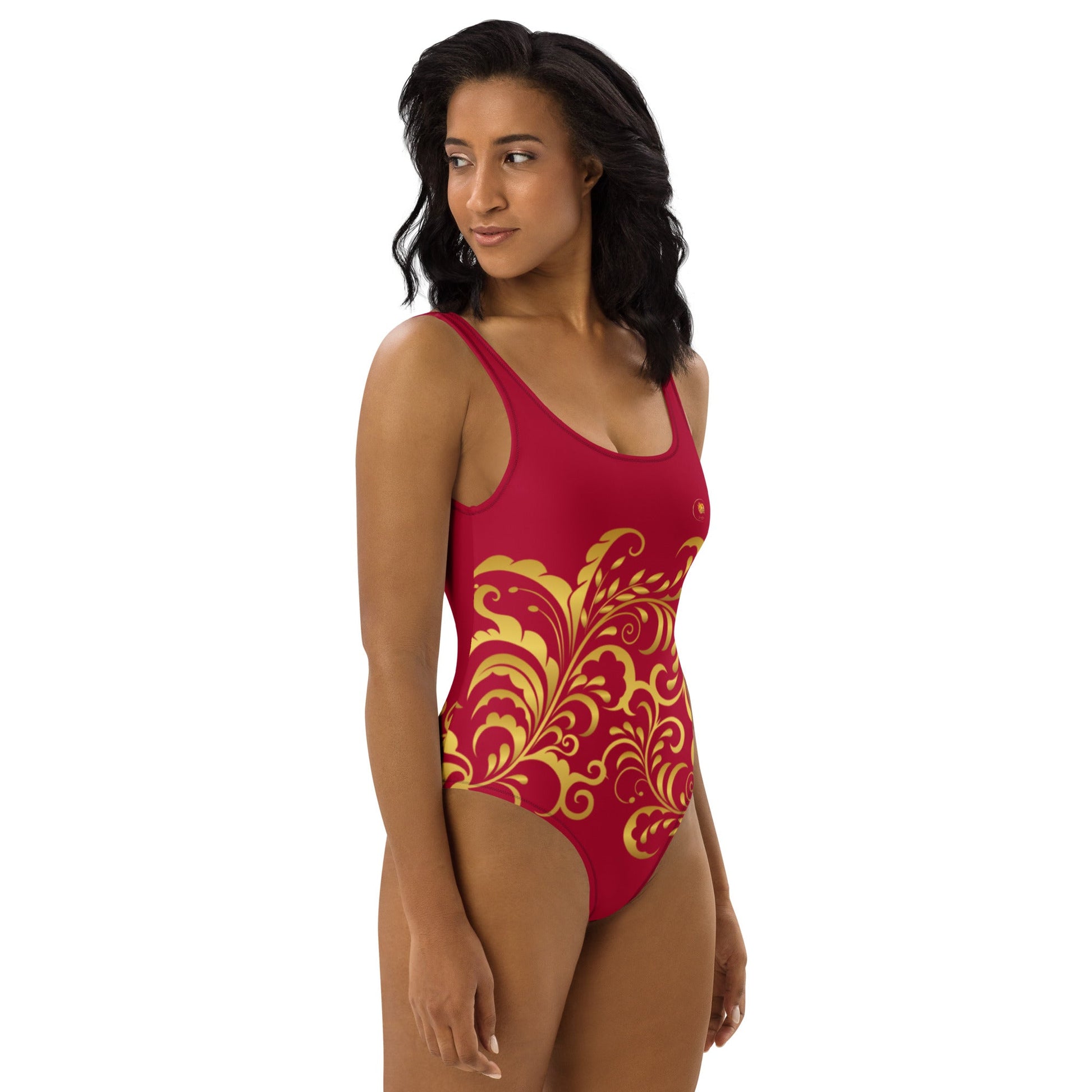 Maillot de Bain Prestige™ 1 Pièce Vin et Or Floraison - Prestige SXM