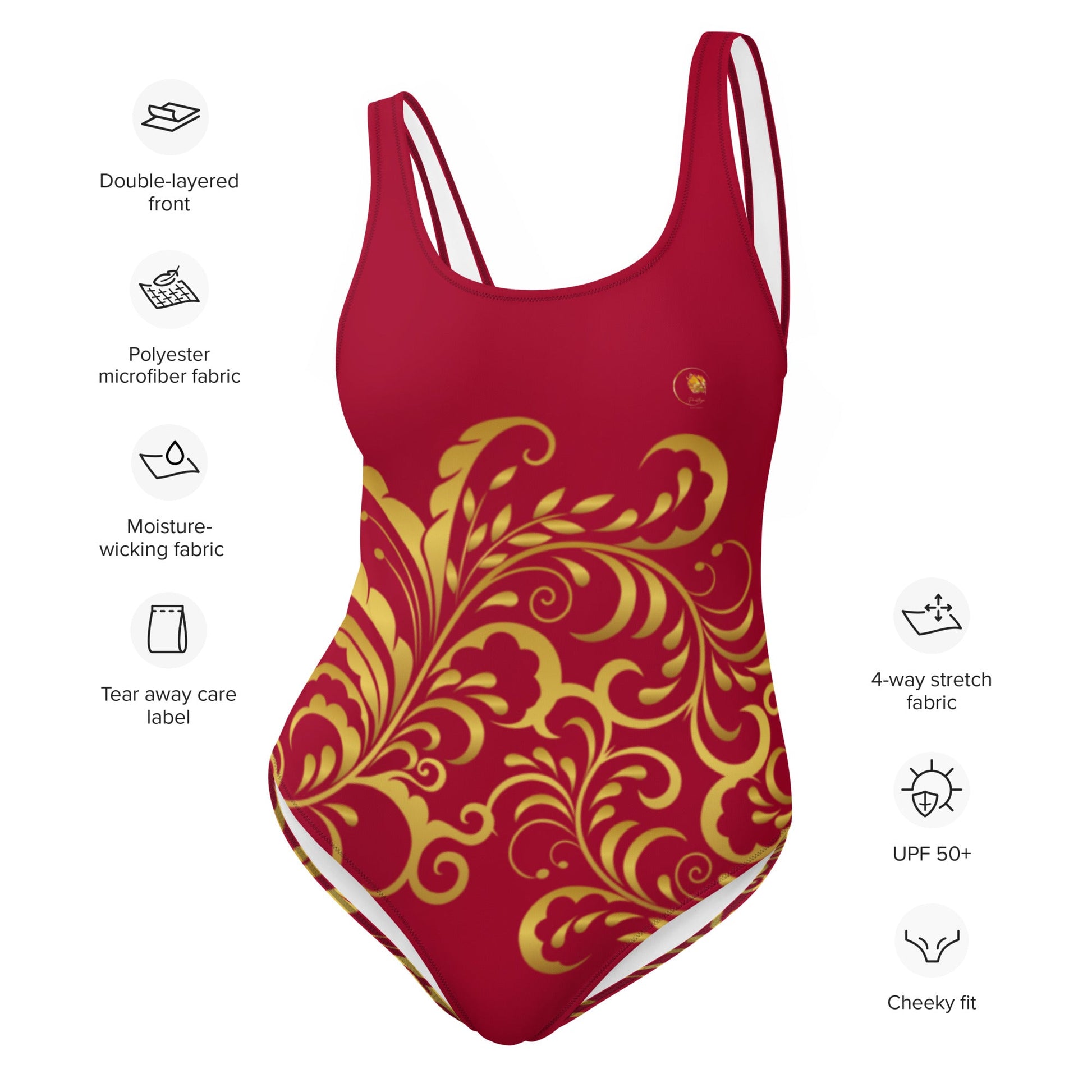 Maillot de Bain Prestige™ 1 Pièce Vin et Or Floraison - Prestige SXM