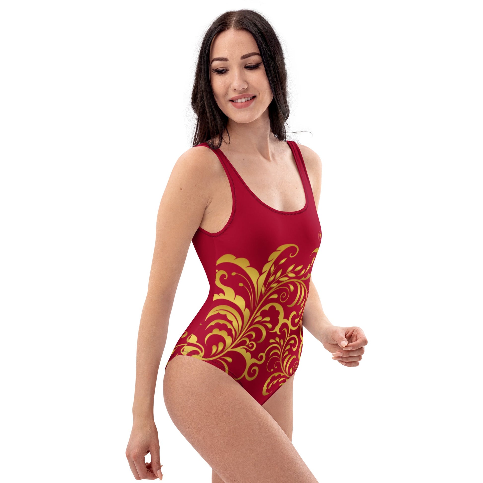 Maillot de Bain Prestige™ 1 Pièce Vin et Or Floraison - Prestige SXM
