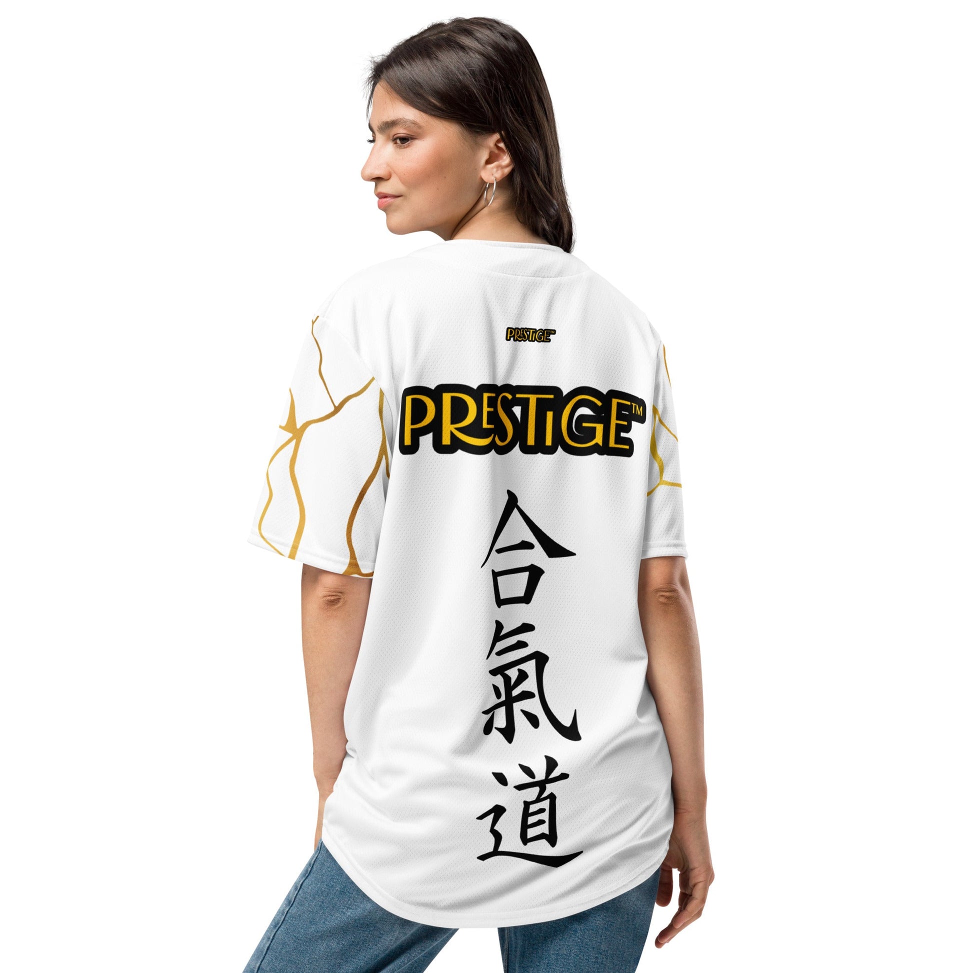 Maillot de baseball recyclé Prestige™ Blanc et Or Filament - Prestige SXM