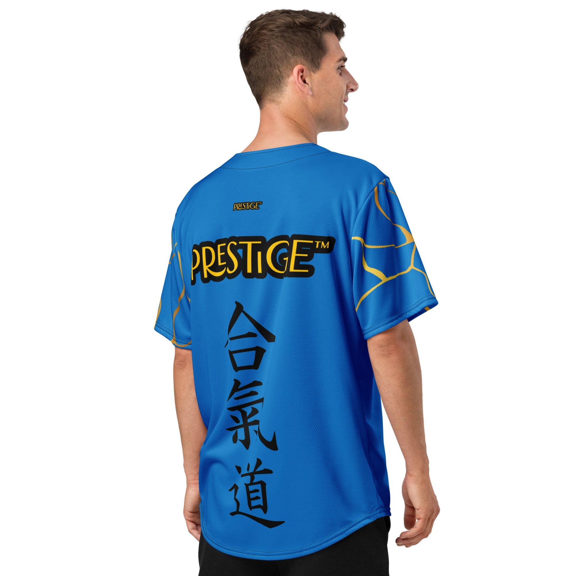 Maillot de baseball recyclé Prestige™ Bleu Royal et Or Filament - Prestige SXM