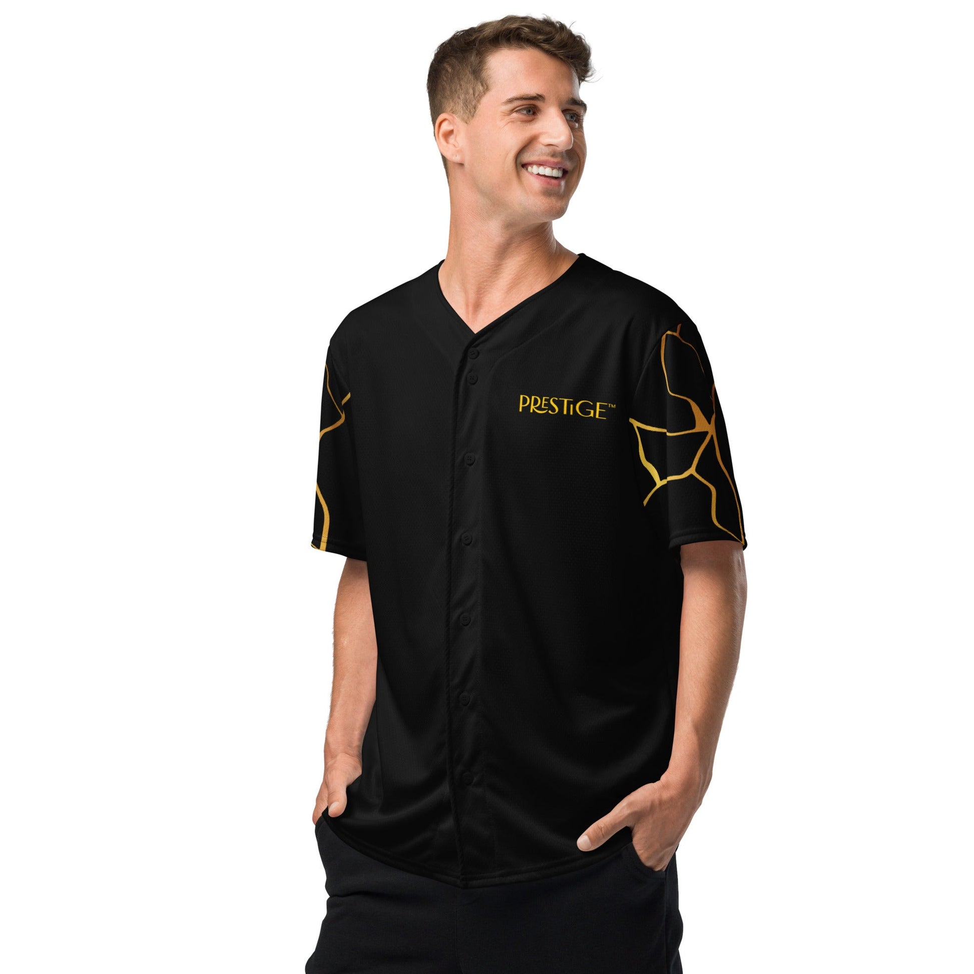 Maillot de baseball recyclé Prestige™ Noir et Or Filament - Prestige SXM