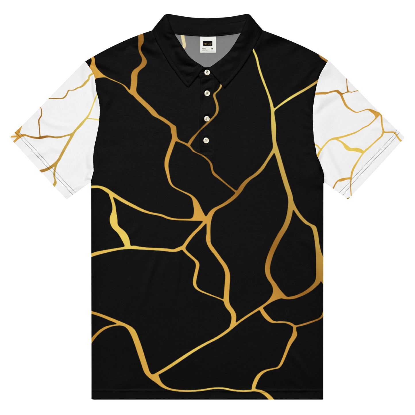 Polo cintré homme Prestige™ Noir Blanc et Or Filament